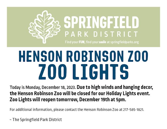 Henson Robinson Zoo Lights Springfield Park District